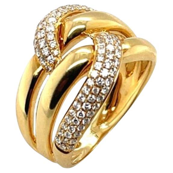 Pave Diamond "Knot" Ring in 18k Yellow Gold, .63 Carats Total  For Sale