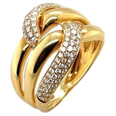 Bague "nœud" en or jaune 18k, diamant pavé, 0,63 carats au total 