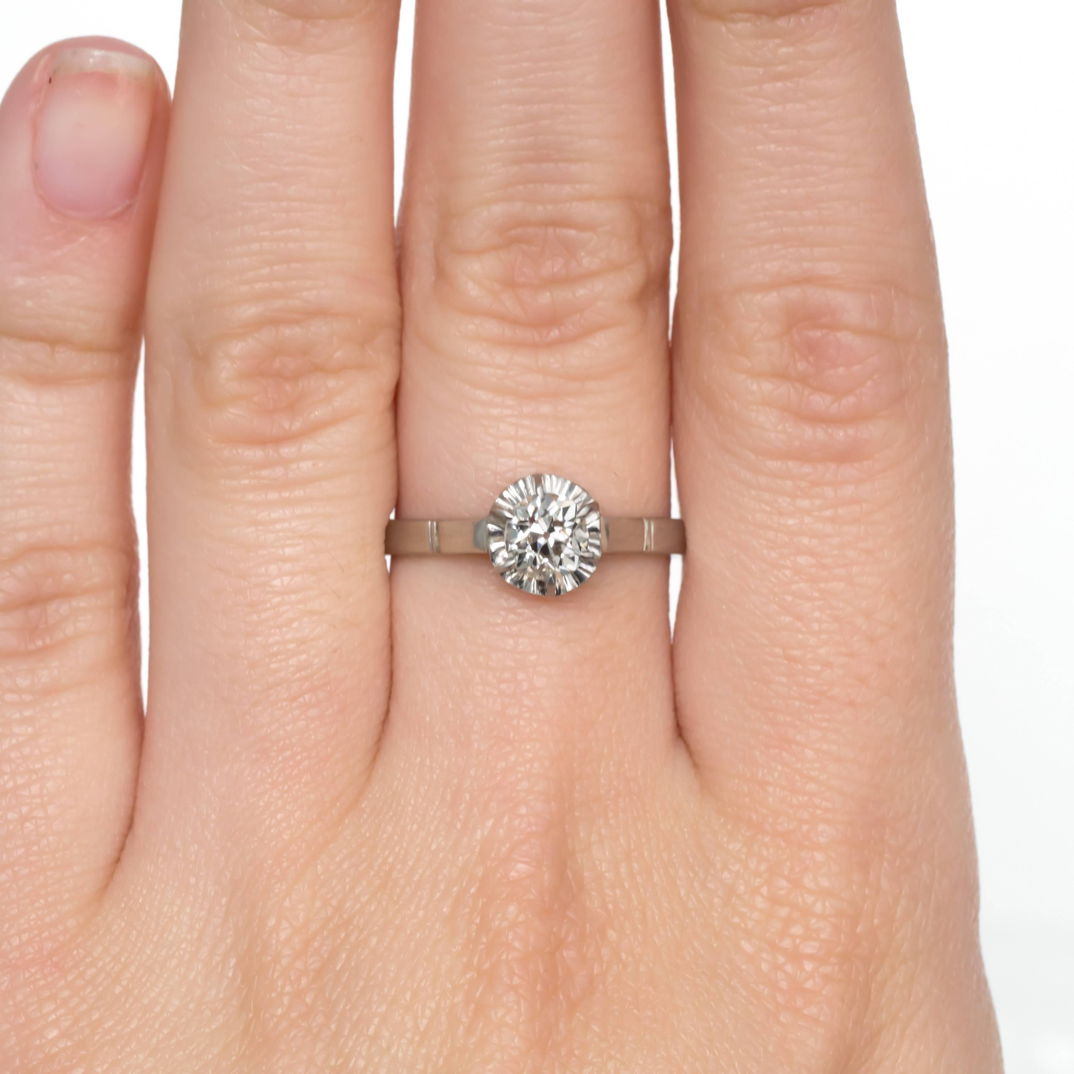 Edwardian .63 Carat Platinum Diamond Engagement Ring For Sale