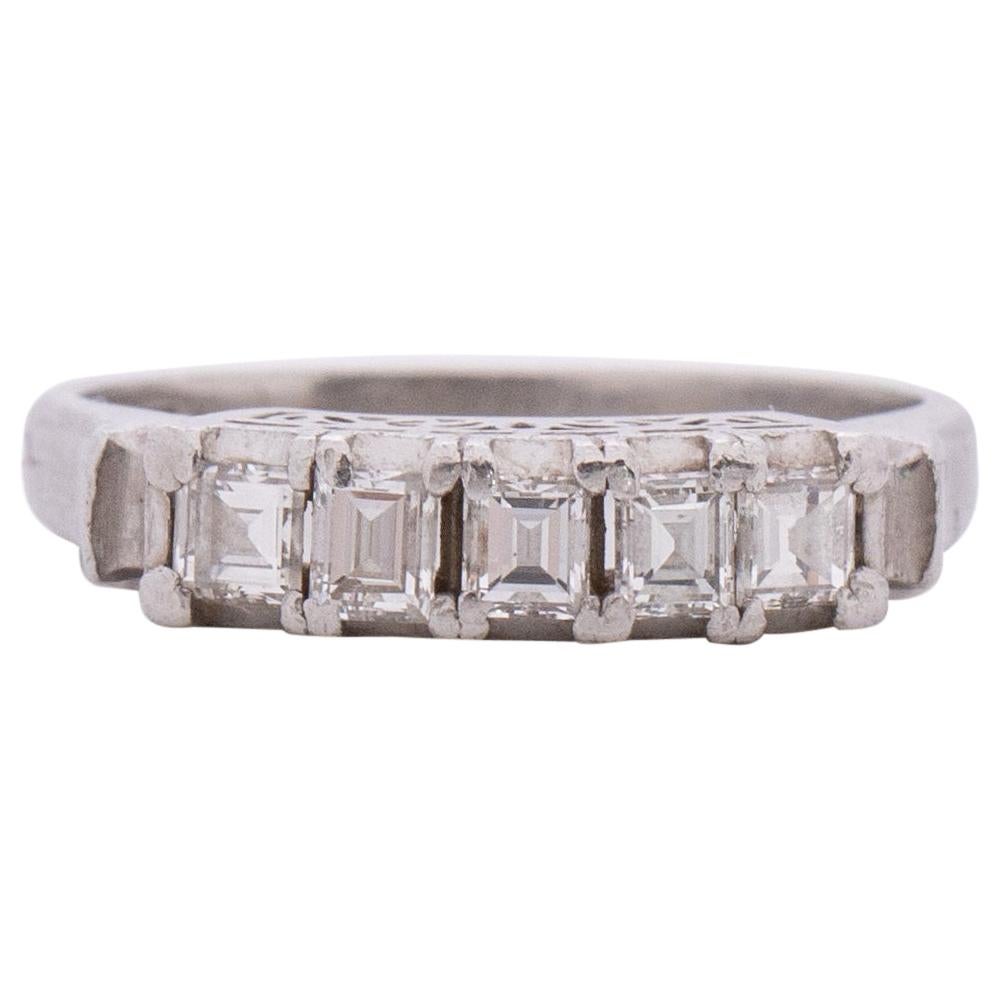 .63 Carat Total Weight Art Deco Diamond Platinum Engagement Ring For Sale