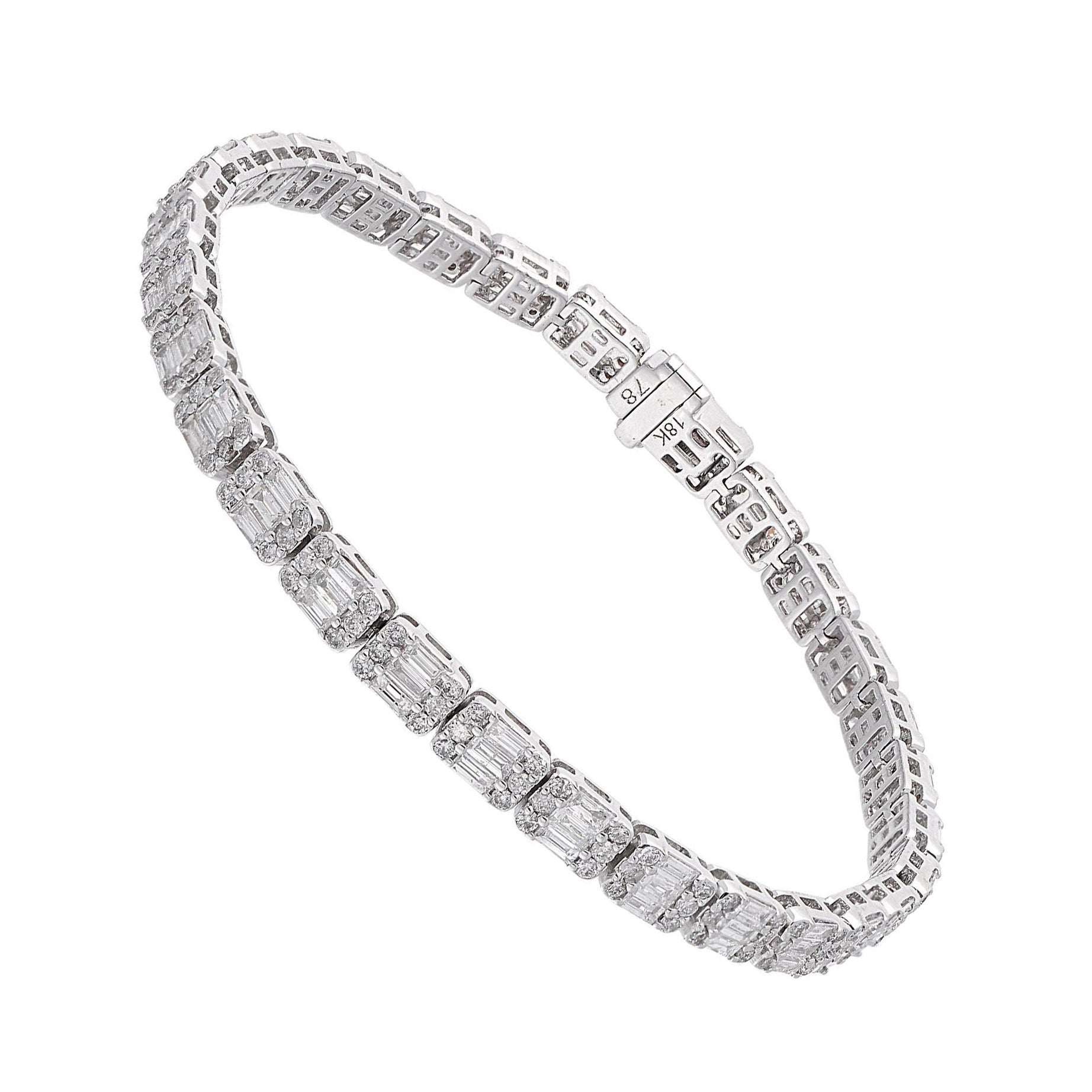 6.3 Quilates SI Claridad Color HI Diamante Natural Pulsera Tenis Oro Blanco 18 Kilates