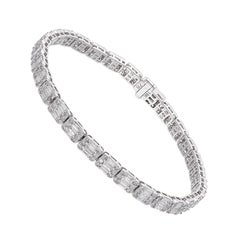 6.3 Ct SI Clarity HI Color Natural Diamond Tennis Bracelet 18 Karat White Gold