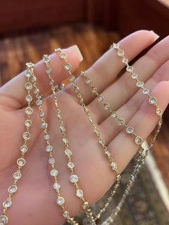 63" Diamond By Yard Chain Necklace 25.27 carat total weight in 18k Yellow Gold