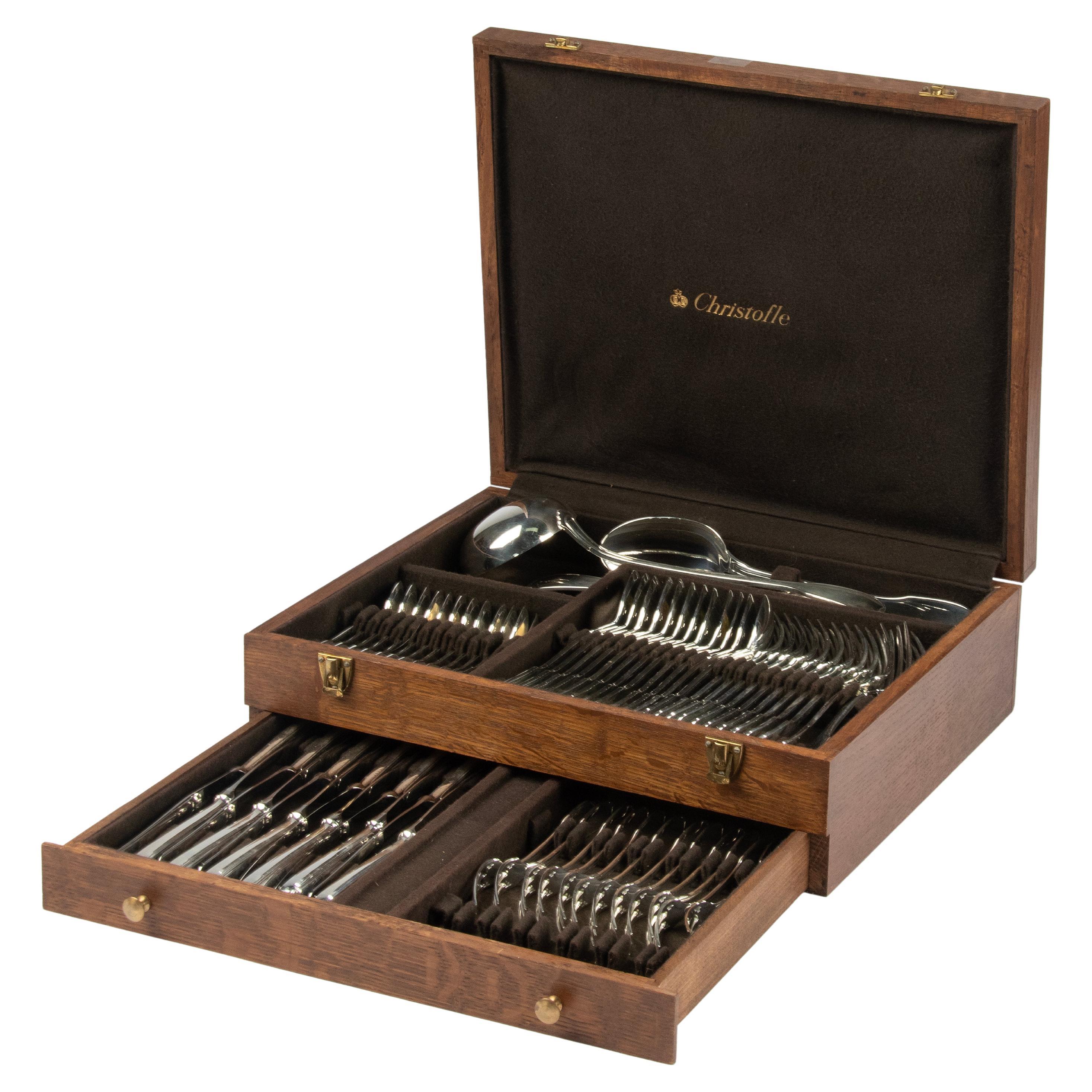 63-Piece Set Silver-Plated Flatware Made by Christofle, Model Versailles