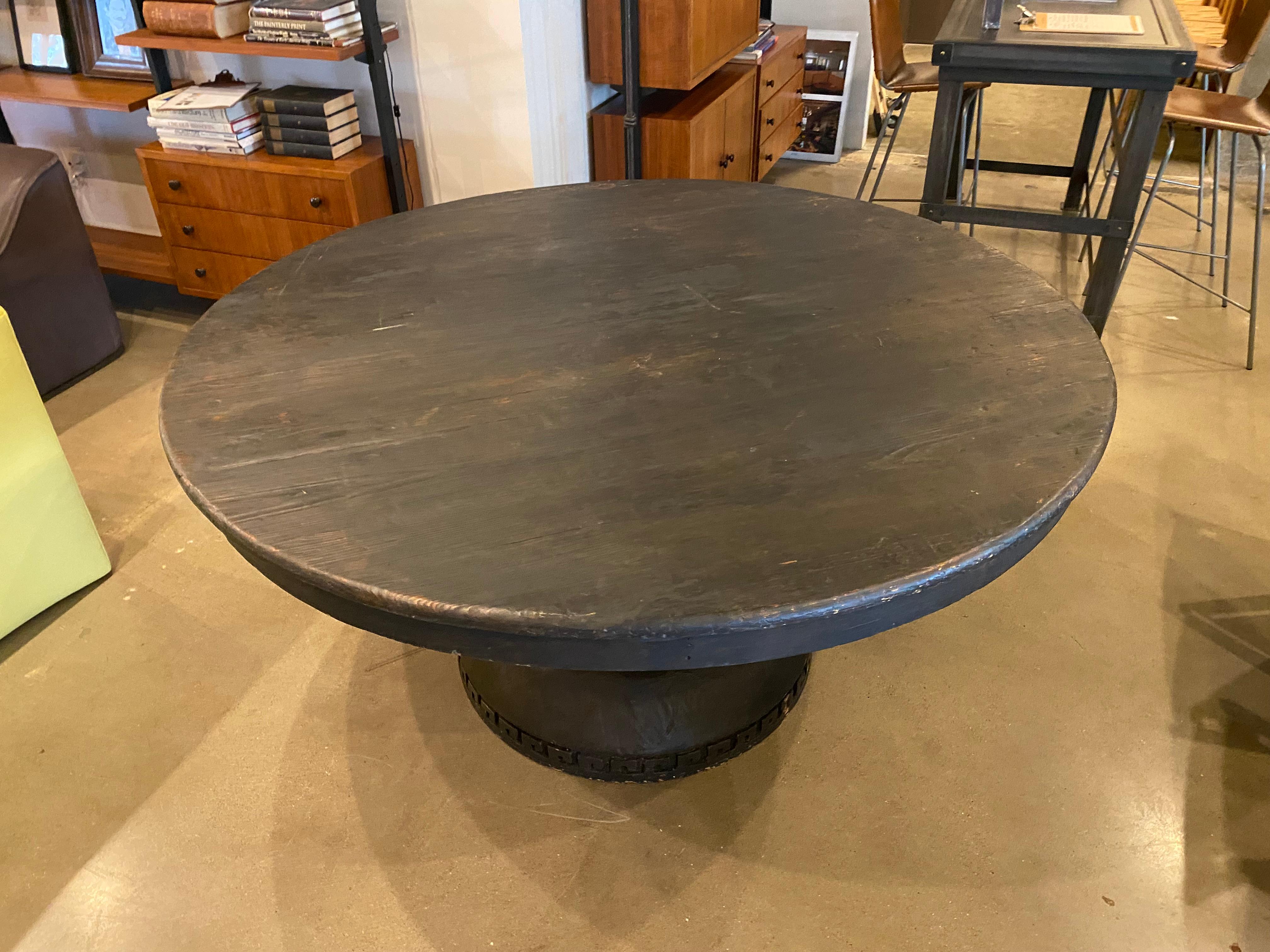 Charcoal Gray Painted Wood Table, France, 19th Century In Good Condition In Austin, TX