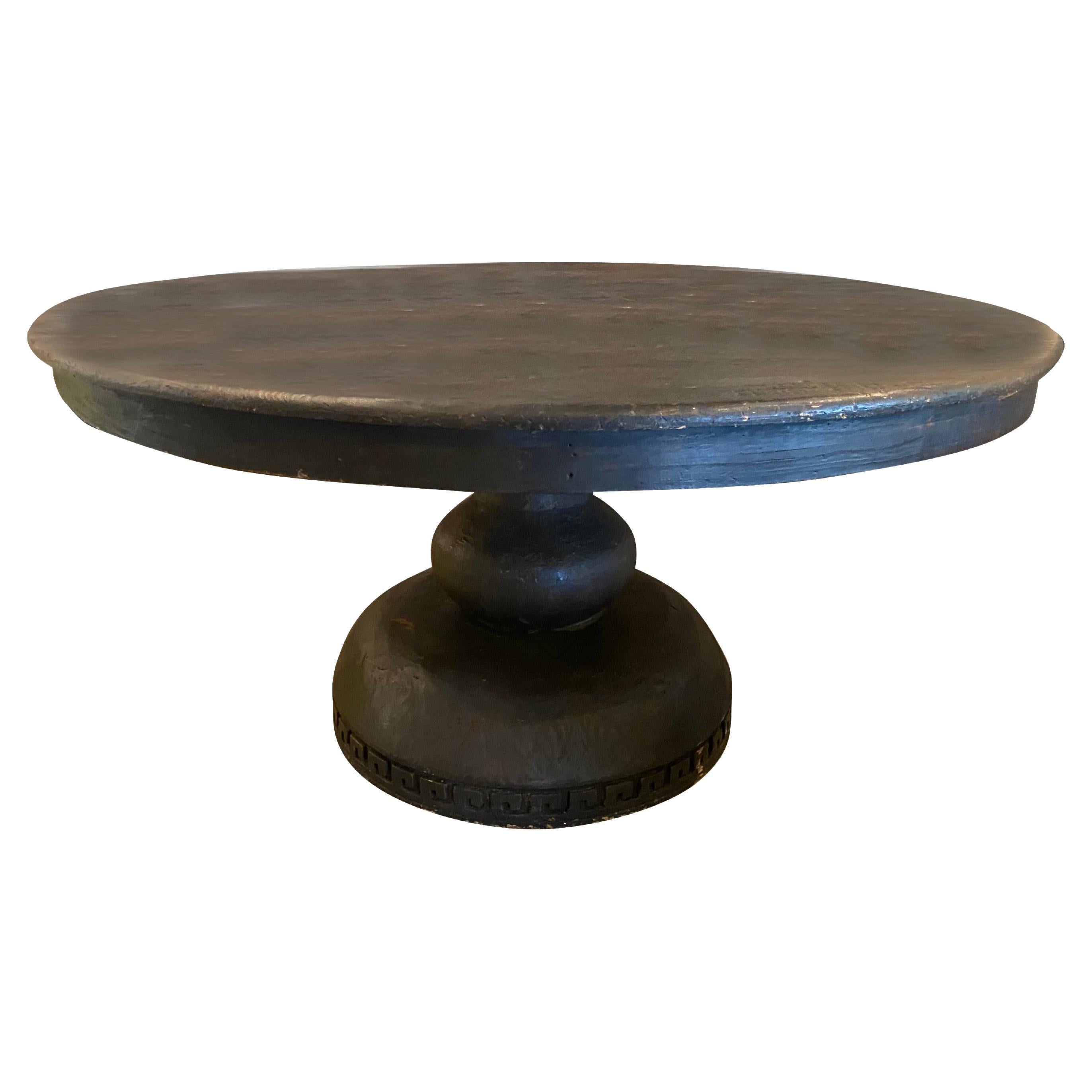 Charcoal Gray Painted Wood Table, France, 19th Century