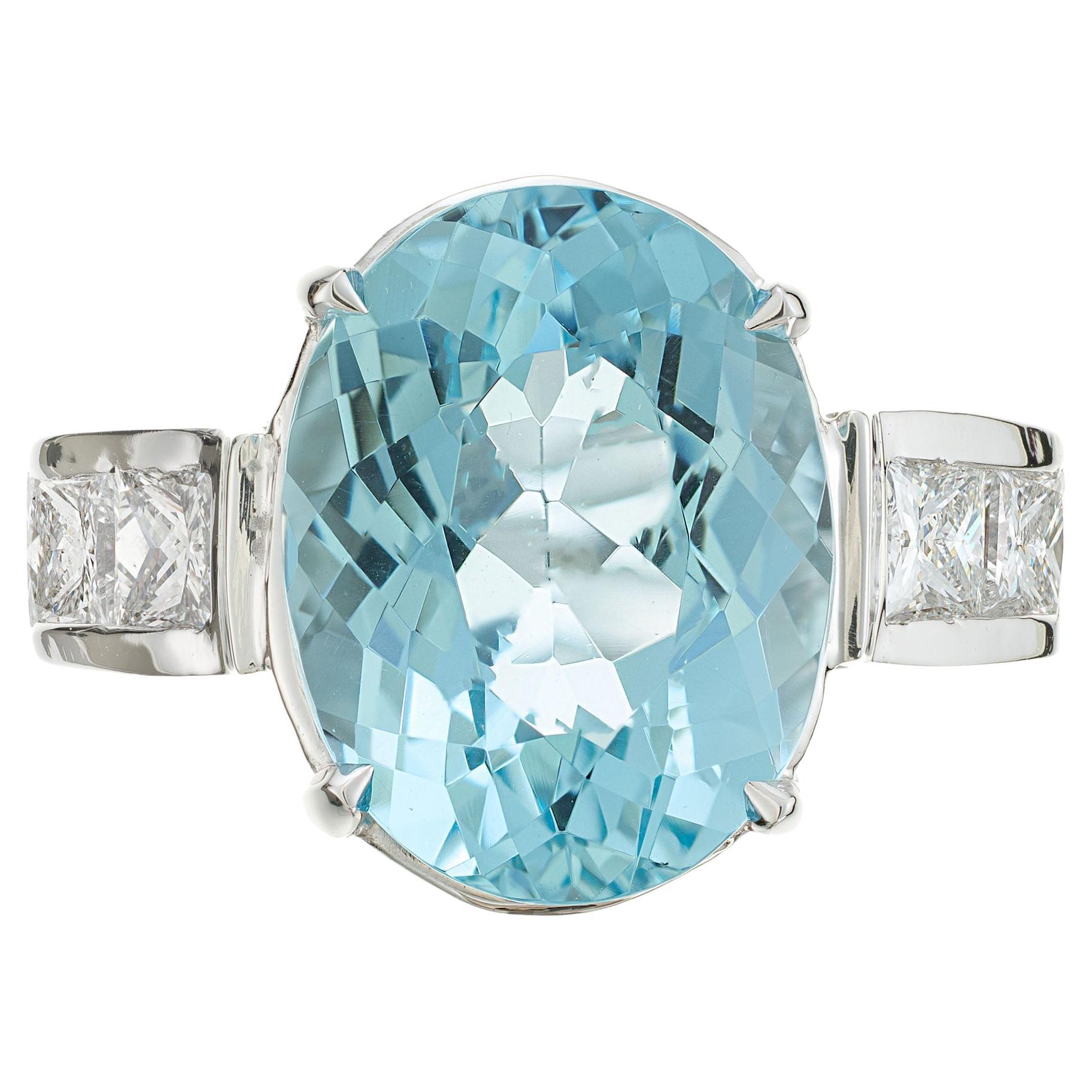 6.30 Carat Aquamarine Diamond White Gold Ring For Sale
