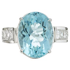 6.30 Carat Aquamarine Diamond White Gold Ring