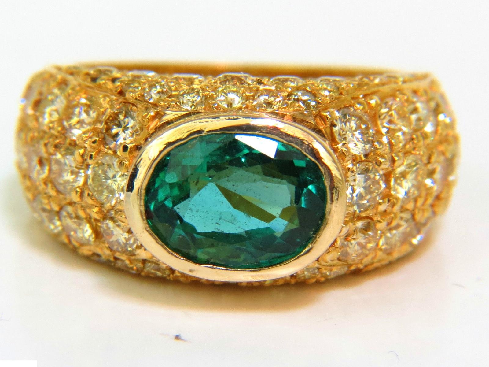 Women's or Men's 6.30 Carat Eternity Natural Emerald Fancy Yellow Diamonds Ring A+ Micro Set For Sale