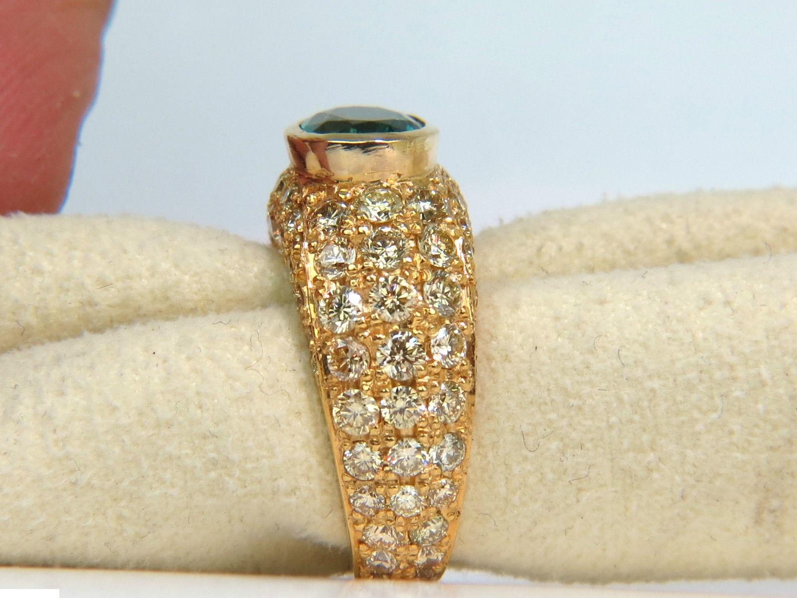 6.30 Carat Eternity Natural Emerald Fancy Yellow Diamonds Ring A+ Micro Set For Sale 2
