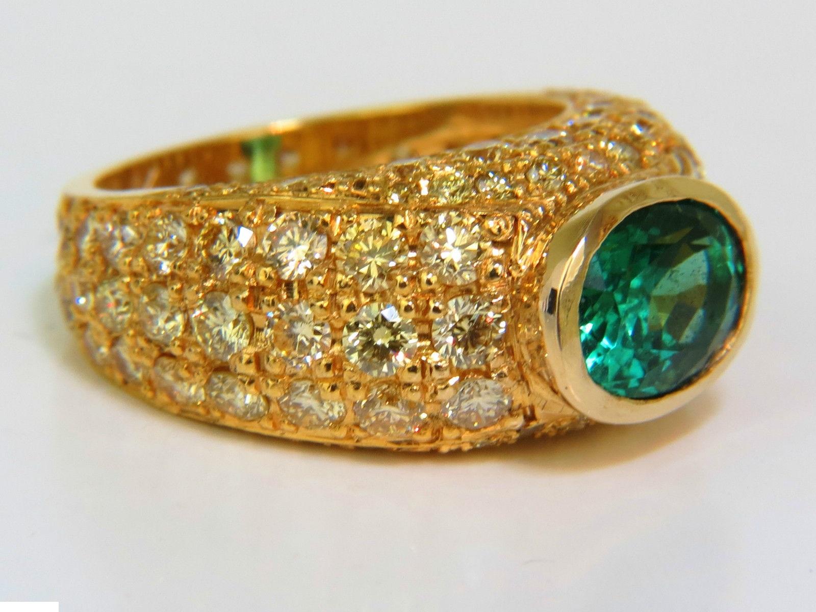 6.30 Carat Eternity Natural Emerald Fancy Yellow Diamonds Ring A+ Micro Set For Sale 3