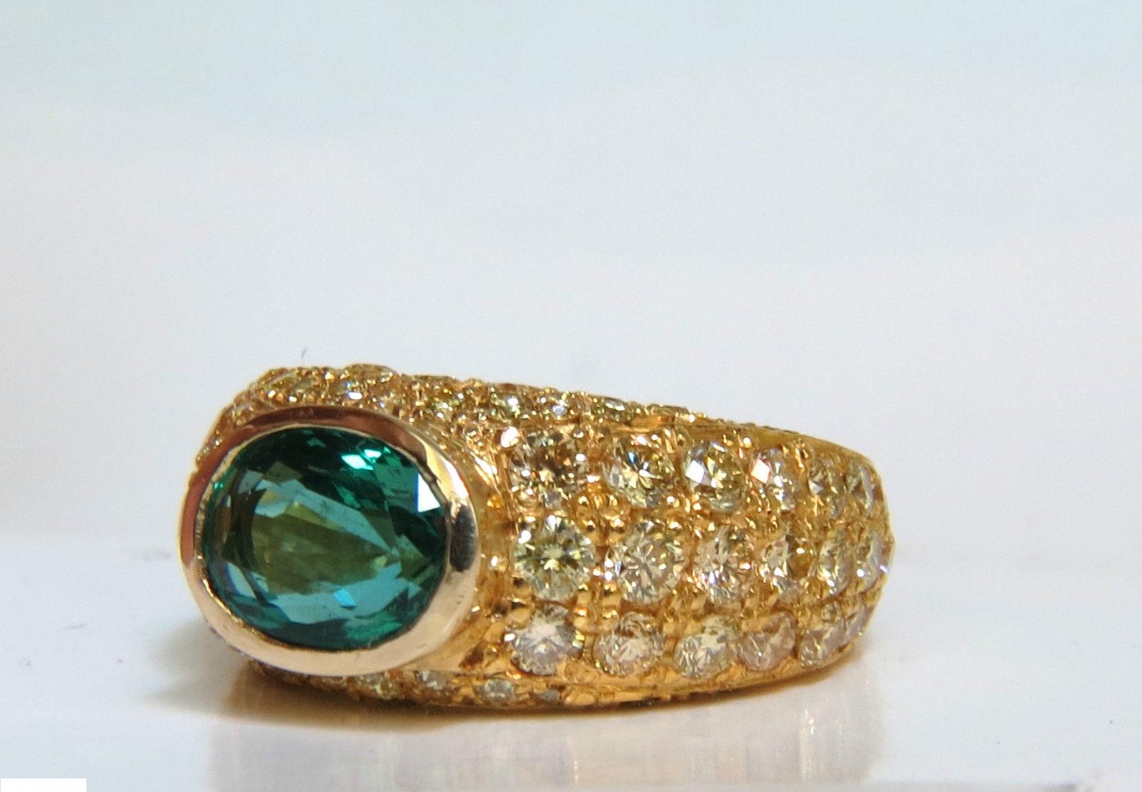 6.30 Carat Eternity Natural Emerald Fancy Yellow Diamonds Ring A+ Micro Set For Sale 4