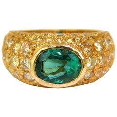 6.30 Carat Eternity Natural Emerald Fancy Yellow Diamonds Ring A+ Micro Set