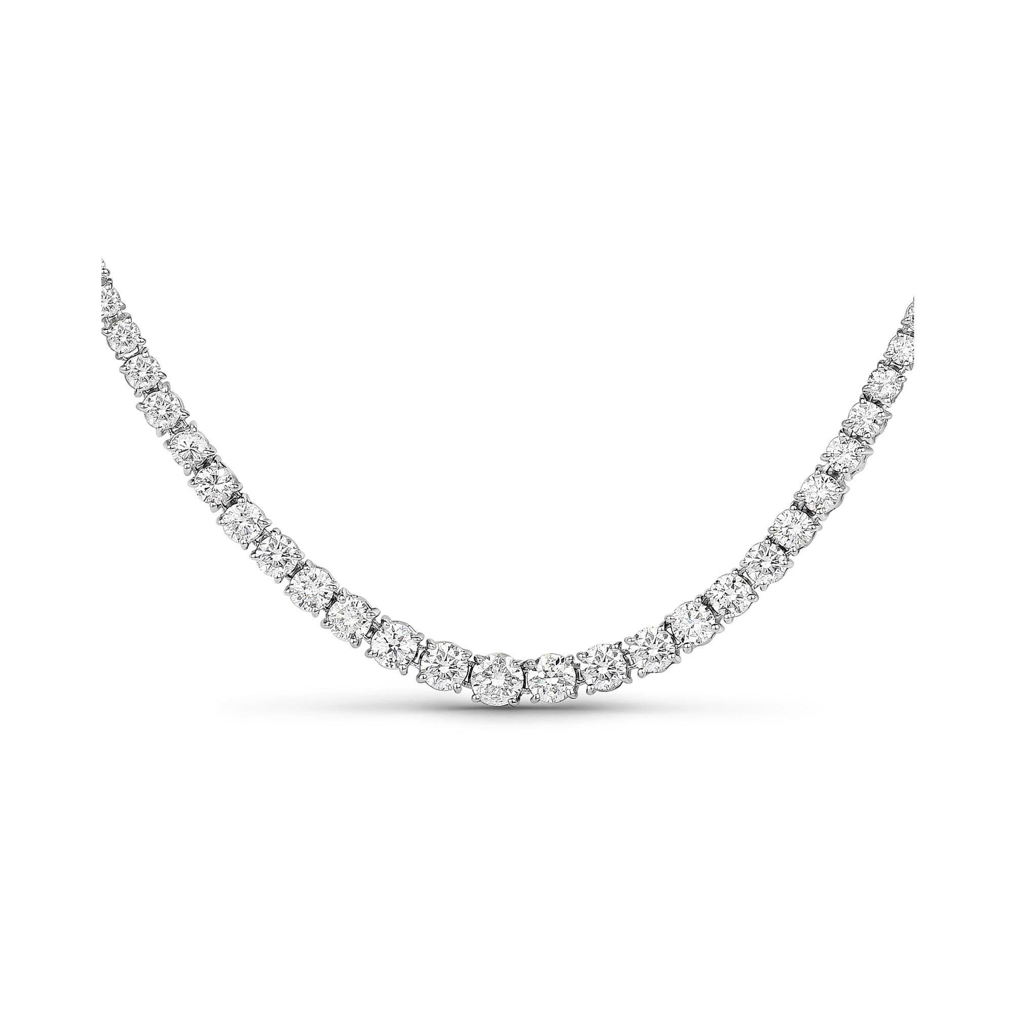 6.30 Carat Genuine White Diamond 14 Karat White Gold Necklace In New Condition For Sale In Great Neck, NY