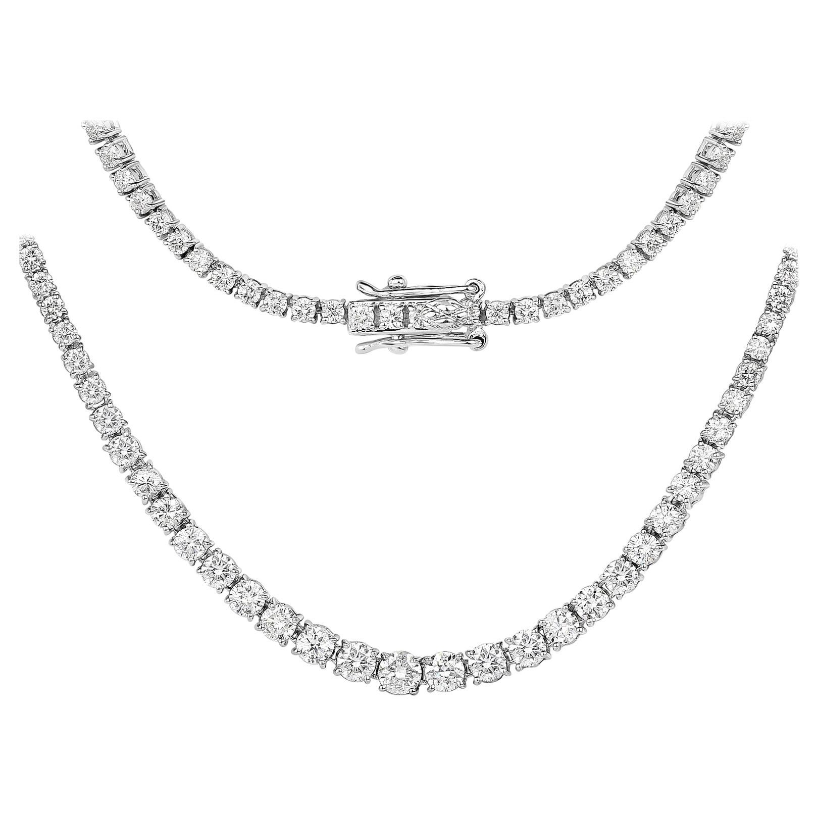 6.30 Carat Genuine White Diamond 14 Karat White Gold Necklace For Sale