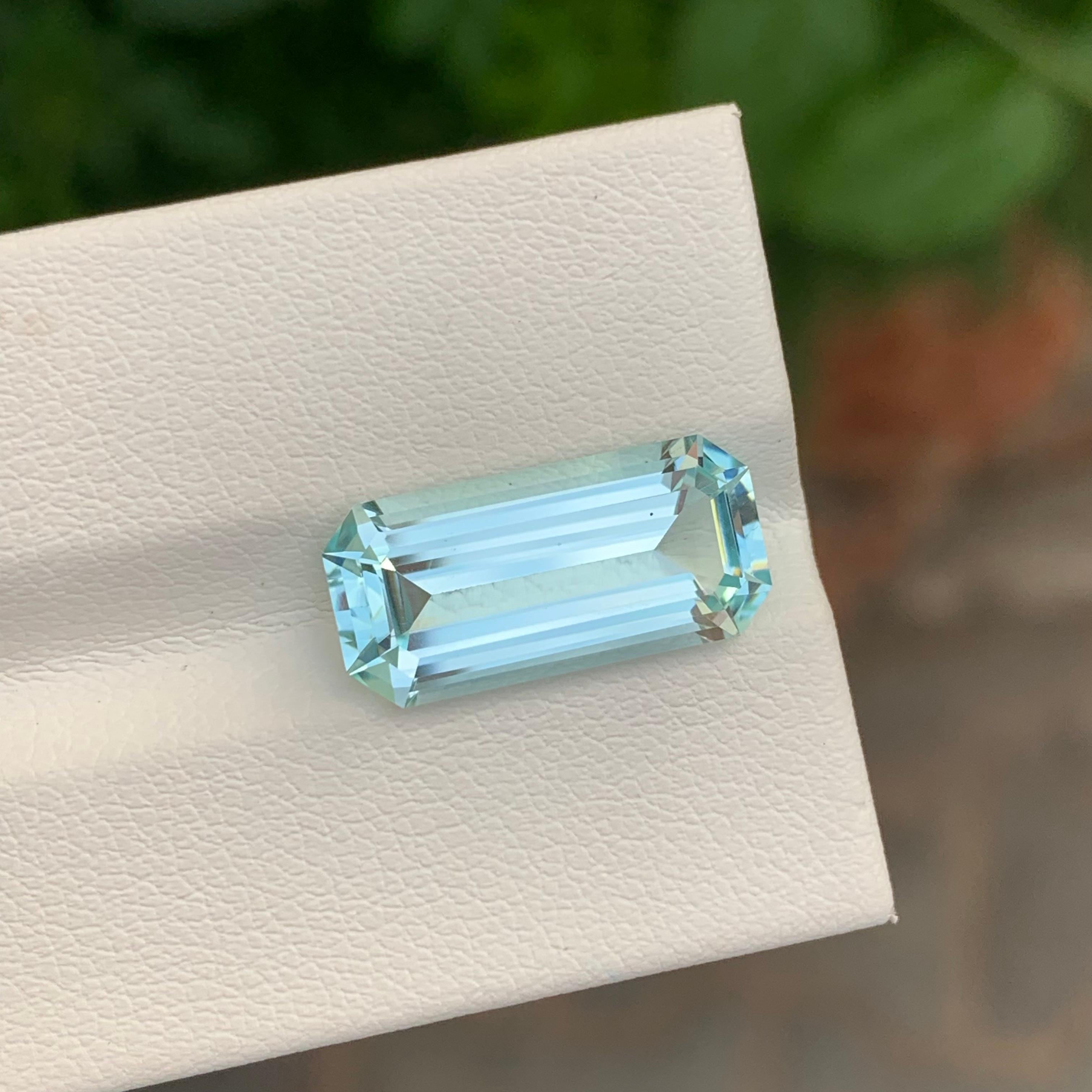Loose Aquamarine
Weight: 6.30 Carat
Dimension: 17.4 x 8.3 x 5.8 Mm
Colour : Pale Blue
Origin: Shigar Valley, Pakistan
Treatment: Non
Certificate : On Demand
Shape: Emerald

Aquamarine is a captivating gemstone known for its enchanting blue-green