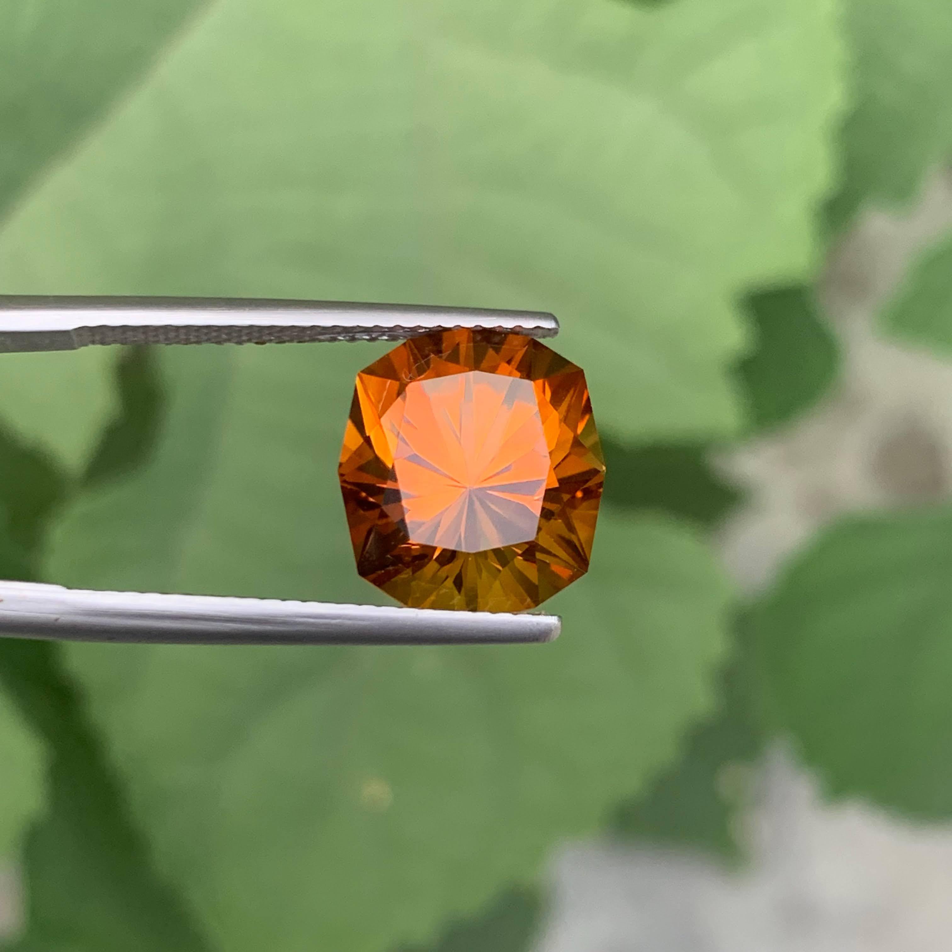 6,30 Karat Natürlicher loser Madeira Citrin Fancy Cushion Schliff Portugiesischer Edelstein (Kissenschliff) im Angebot