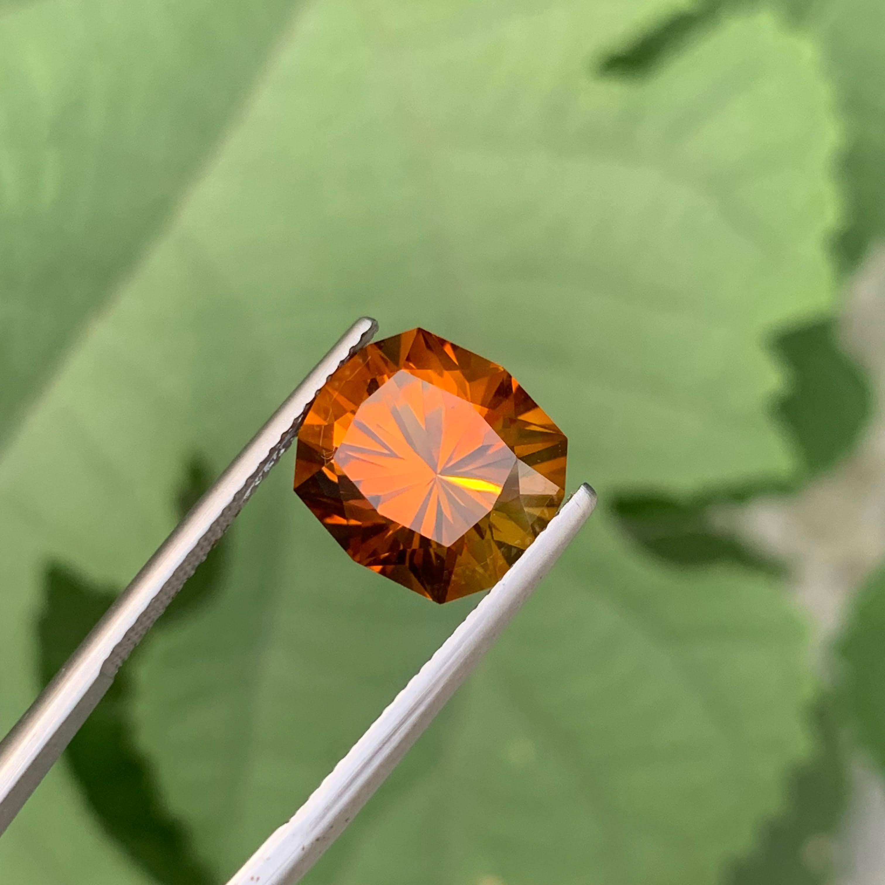 6,30 Karat Natürlicher loser Madeira Citrin Fancy Cushion Schliff Portugiesischer Edelstein im Angebot 2