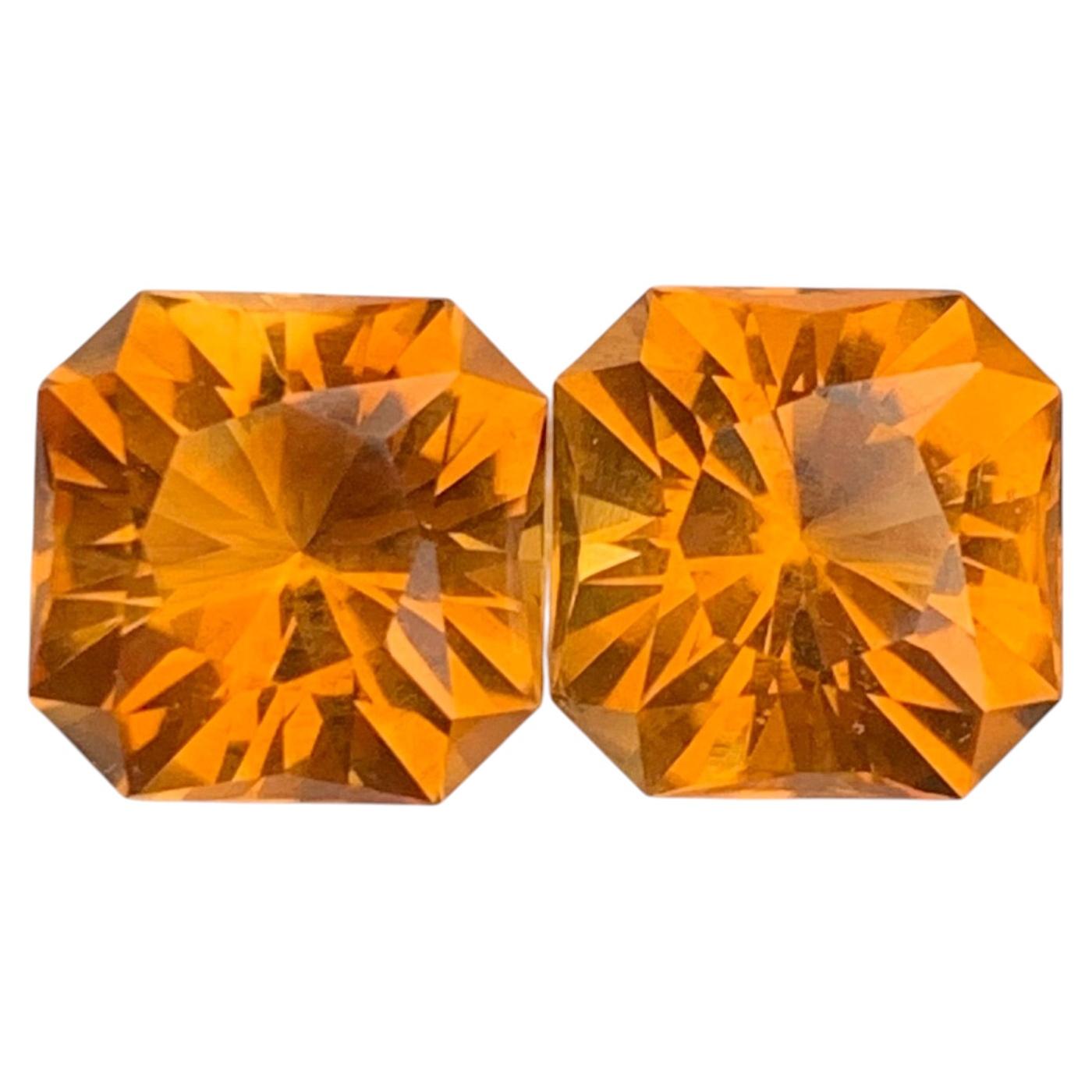 Paire de citrines naturelles de Maraba en vrac, taille octogonale, de 6,30 carats