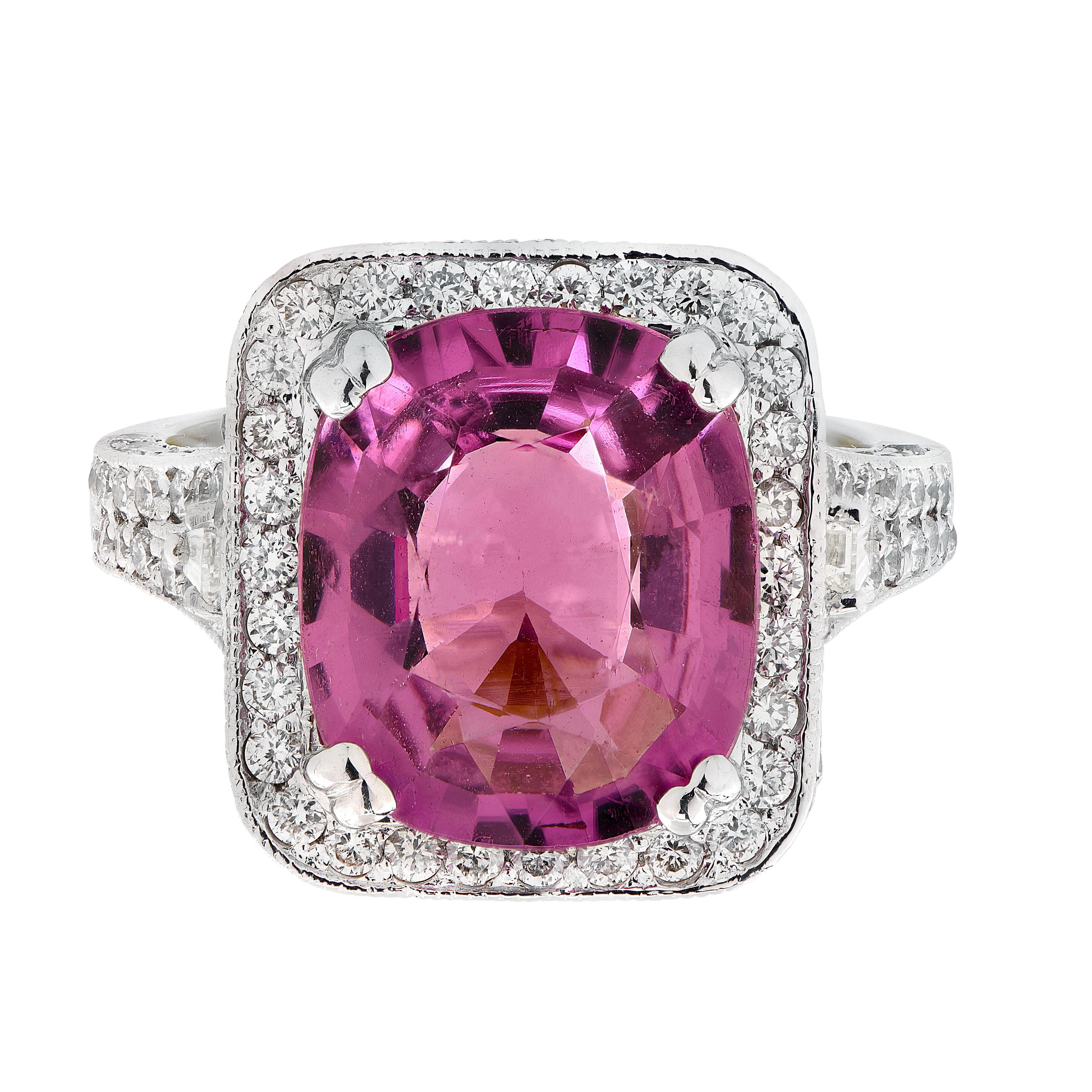 6,30 Karat Pinker Turmalin & Diamant Ring (Moderne) im Angebot
