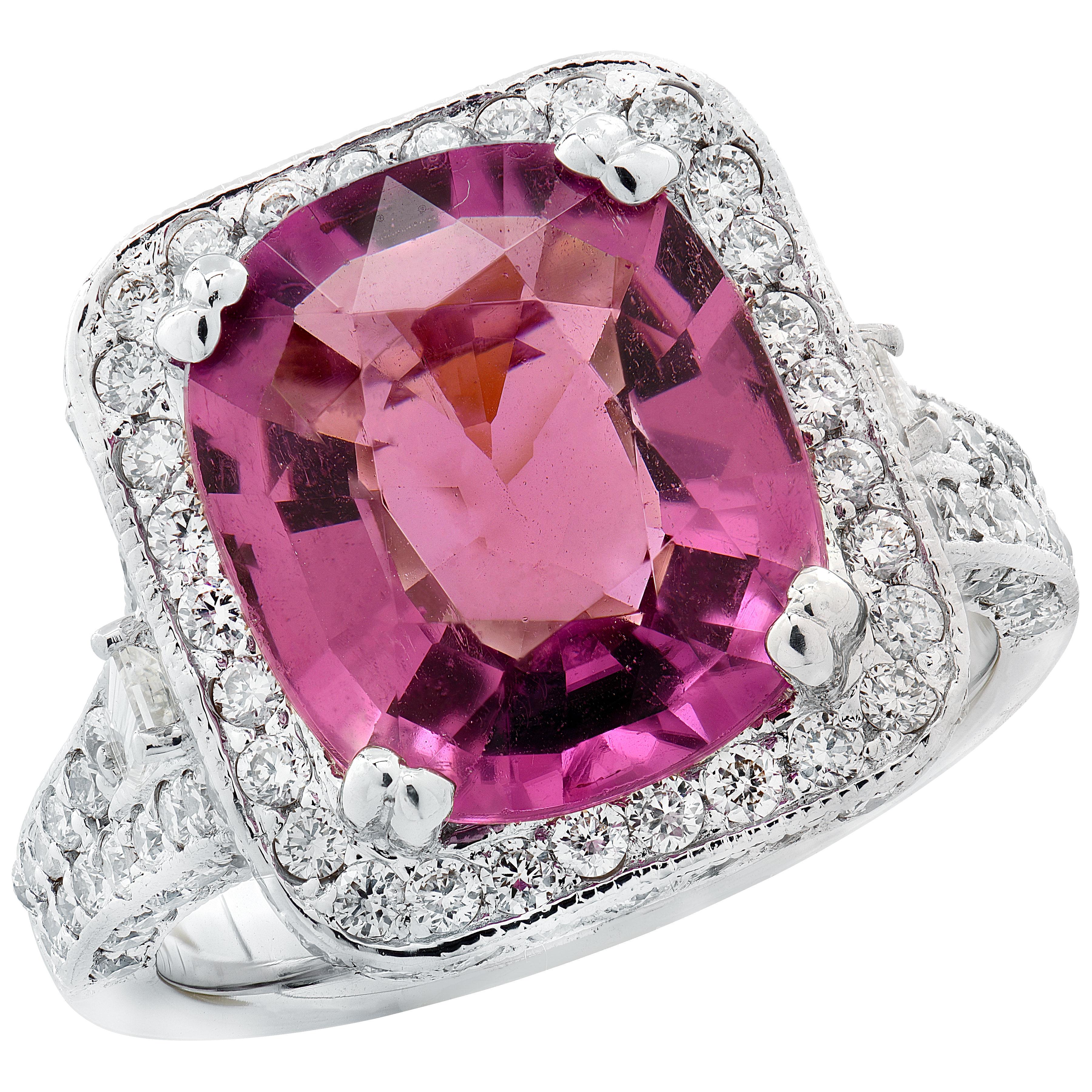 6,30 Karat Pinker Turmalin & Diamant Ring Damen im Angebot