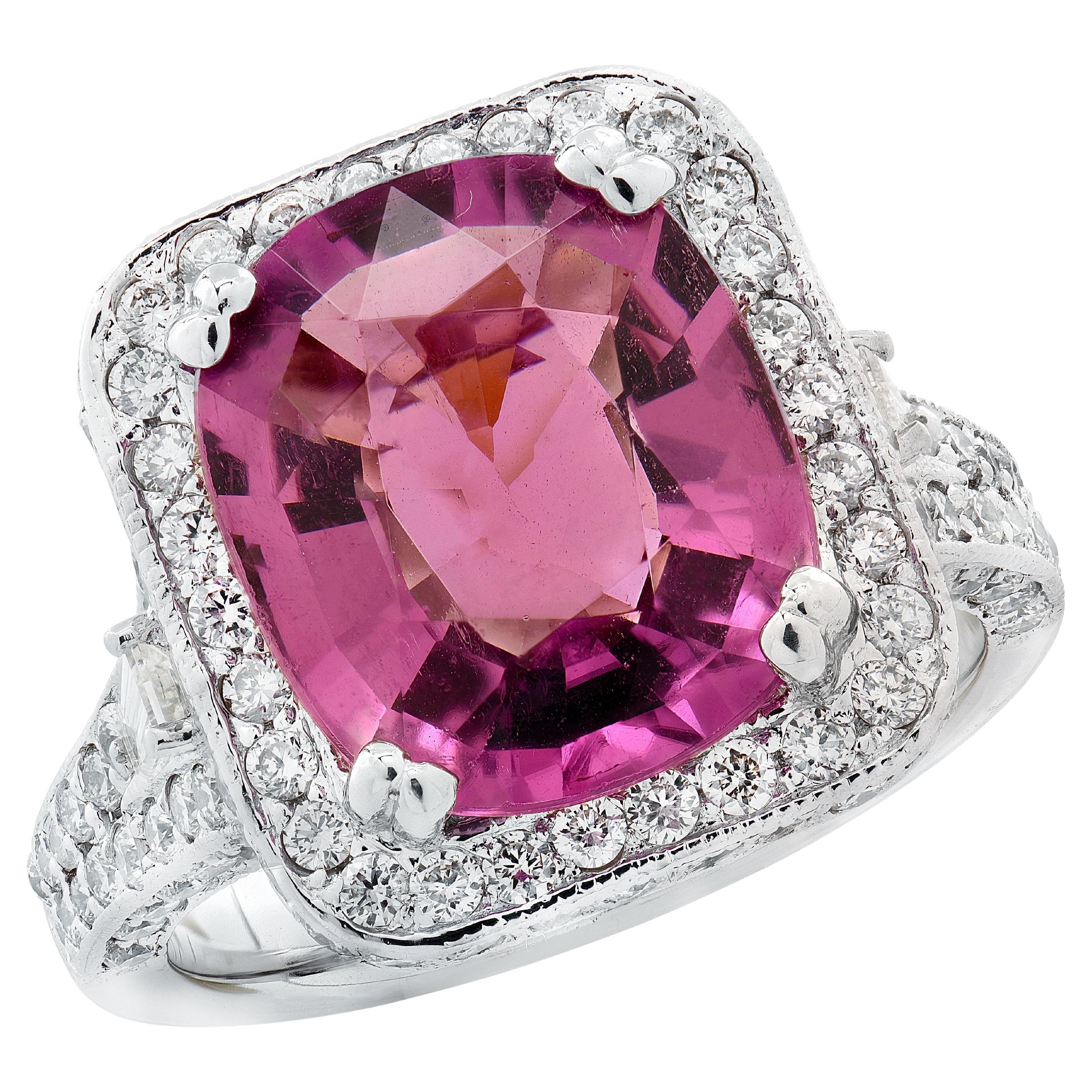 Bague en tourmaline rose et diamant de 6,30 carats