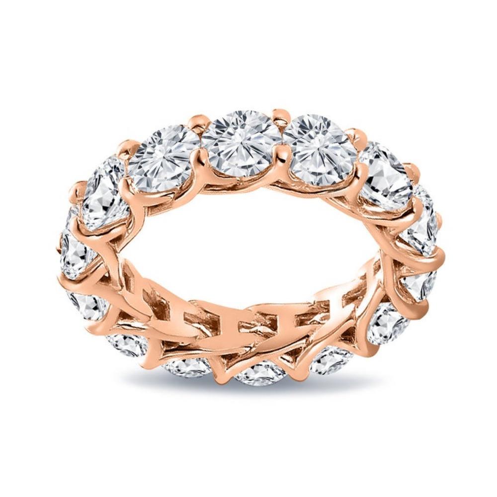 For Sale:  6.30 Carat Round Cut Eternity Band Shared Prong in Yellow Gold G, SI2 3