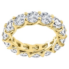 6.30 Carat Round Cut Eternity Band Shared Prong in Yellow Gold G, SI2