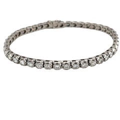 6.30 Carat Round Diamond Tennis Line Bracelet in 18 Karat White Gold