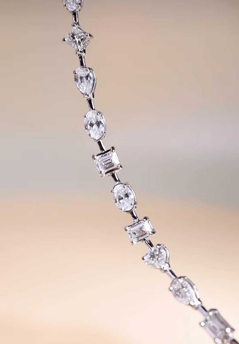 Femenino o masculino 6,30 Quilates Diamantes Forma Mixta F-G/VS Pulsera Tenis Oro 18K en venta