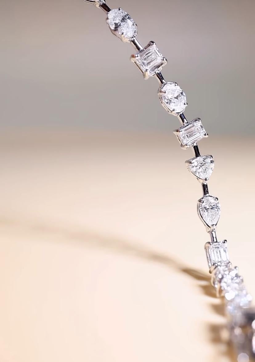 6,30 Quilates Diamantes Forma Mixta F-G/VS Pulsera Tenis Oro 18K en venta 1