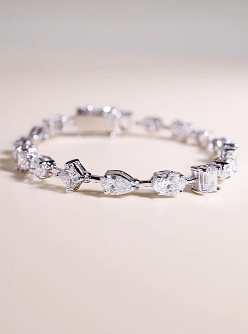 6,30 Quilates Diamantes Forma Mixta F-G/VS Pulsera Tenis Oro 18K en venta 2