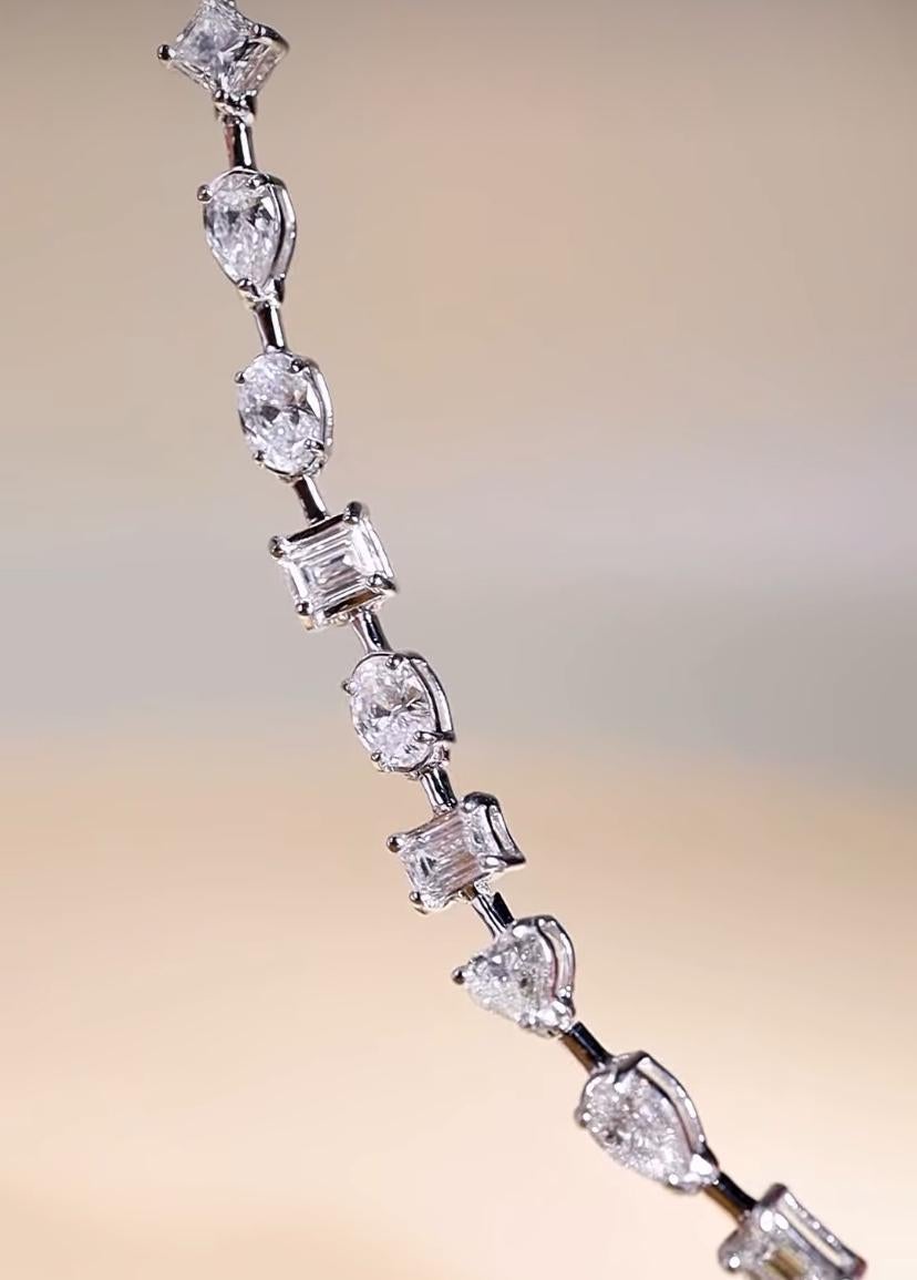 6,30 Quilates Diamantes Forma Mixta F-G/VS Pulsera Tenis Oro 18K en venta 4