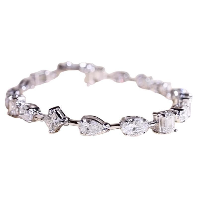 6,30 Quilates Diamantes Forma Mixta F-G/VS Pulsera Tenis Oro 18K