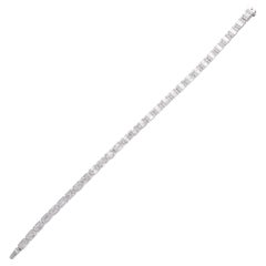 6.30 Ct SI Clarity HI Color Baguette Diamond Charm Bracelet 14 Karat White Gold