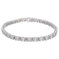 6,30 Ct SI Clarté Couleur HI Diamant baguette Bracelet à breloques en or blanc 18 carats