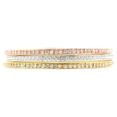 Ensemble de 3 bracelets jonc en or tricolore 18 carats avec diamants ronds brillants de 6,30 carats