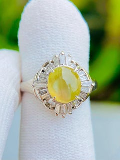 Bague « œil de chat » en chrysobéryl naturel de 2,50 carats, certifiée par l'ICA, de 6,30 grammes