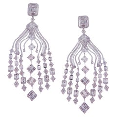 Boucles d'oreilles en or blanc 18 carats multi-diamants ronds 630