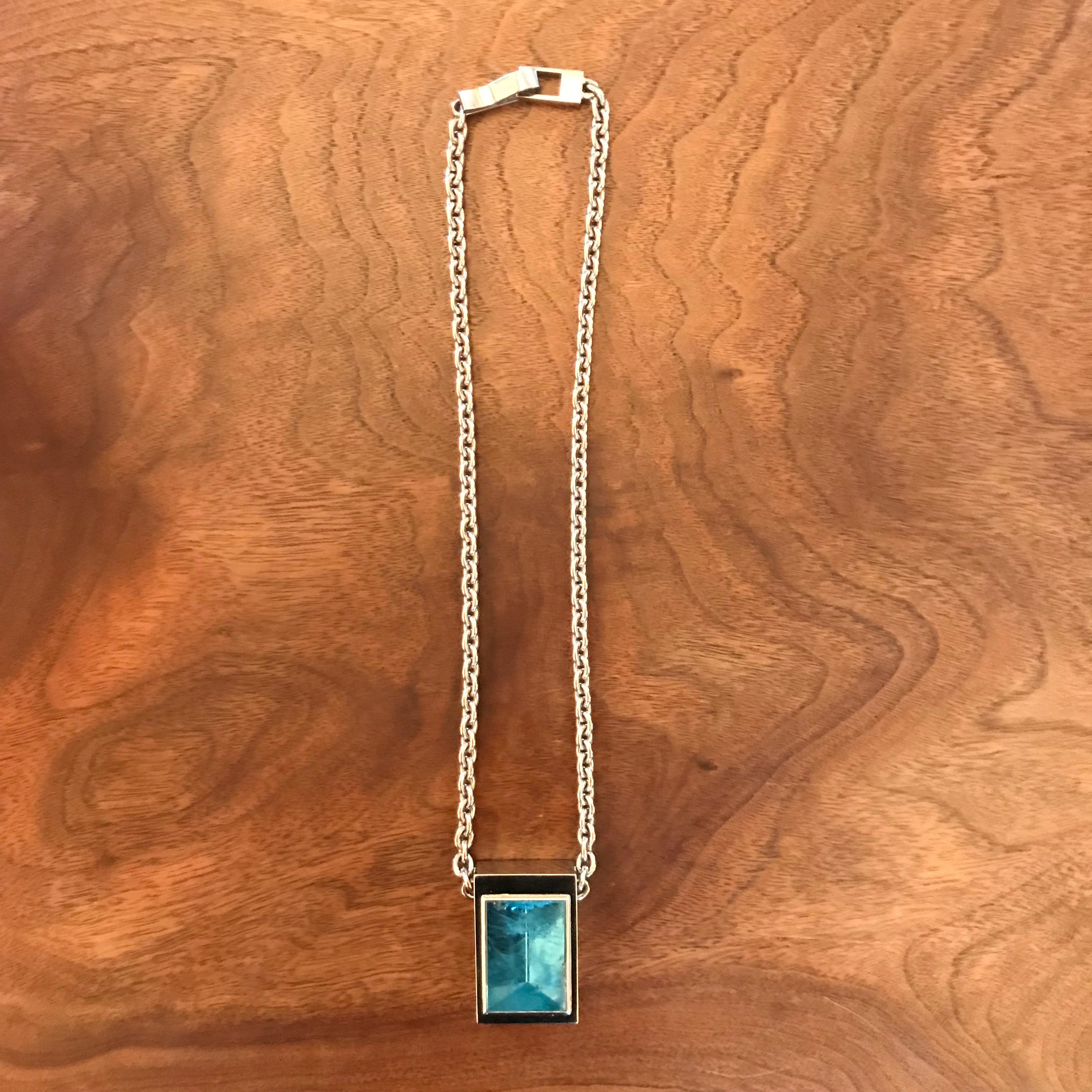 63.04 Carat Aquamarine Gold Necklace For Sale 1