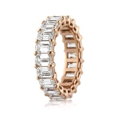 Mark Broumand 6.30 Carat Emerald Cut Diamond Eternity Band in 18 Karat Rose Gold