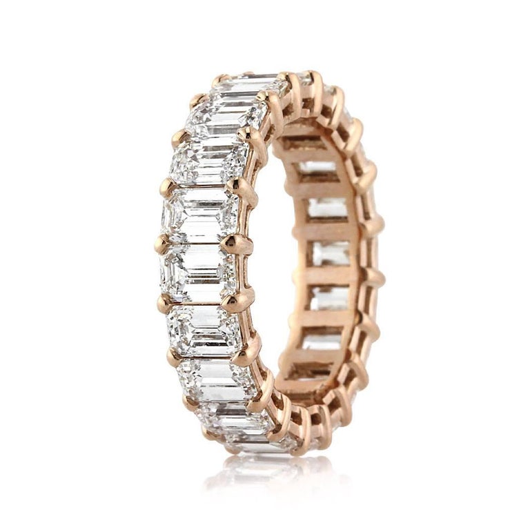 Mark Broumand 6.30 Carat Emerald Cut Diamond Eternity Band in 18 Karat Rose Gold For Sale at 1stdibs