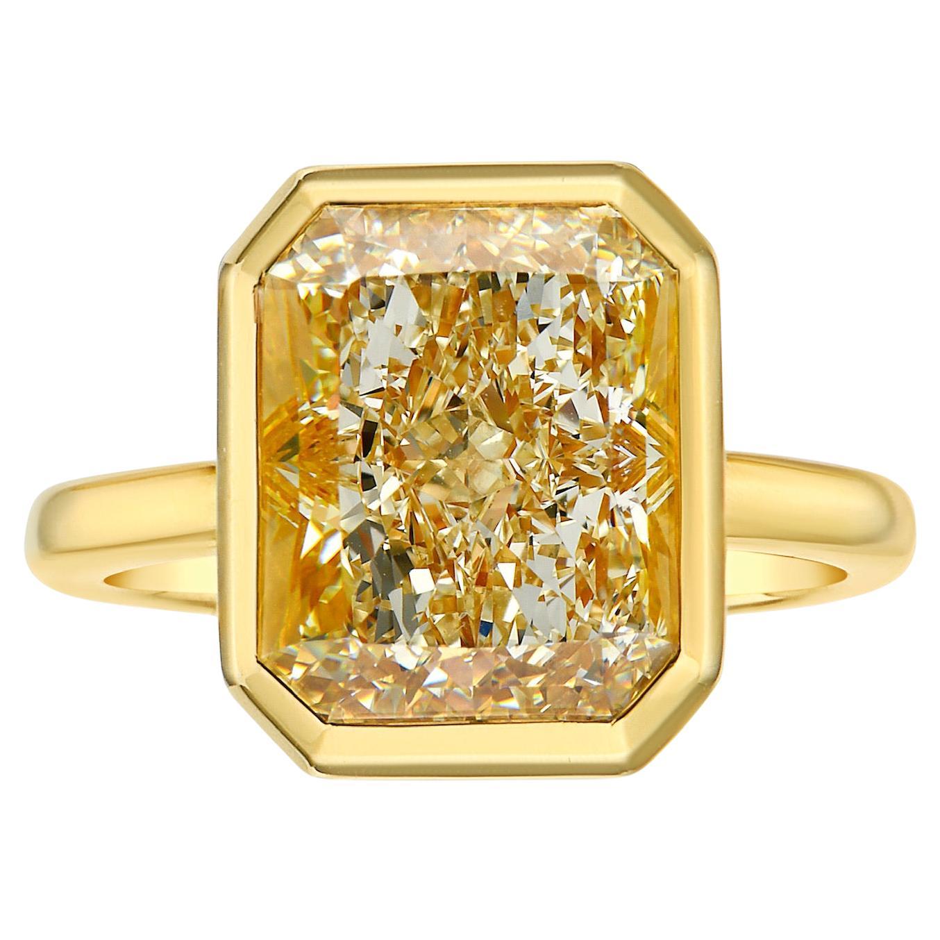 6.30ct Yellow Diamond Radiant VS1 GIA Bezel Ring