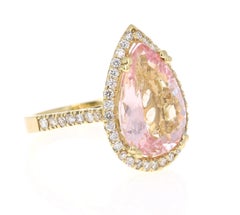 6.31 Carat Morganite Diamond Yellow Gold Cocktail Ring