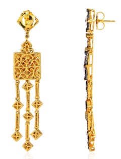 6.31 Carat Rose Cut Polki Diamond Earrings
