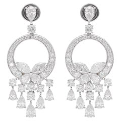 6.31 Carat SI/HI Marquise Pear Round Diamond Dangle Earrings 18k White Gold