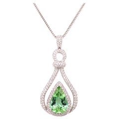 6.31 Carat Mint Green Tourmaline Diamond Pendant