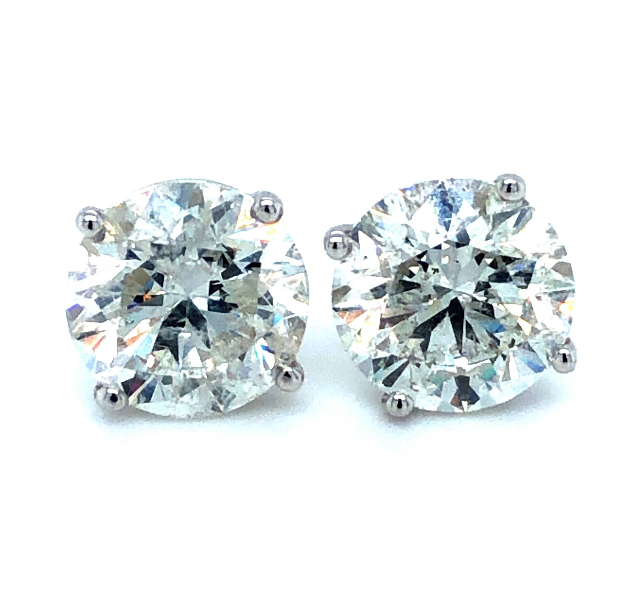 6.31 Carat Diamond Studs Earrings 18 Karat White Gold In New Condition In Miami, FL
