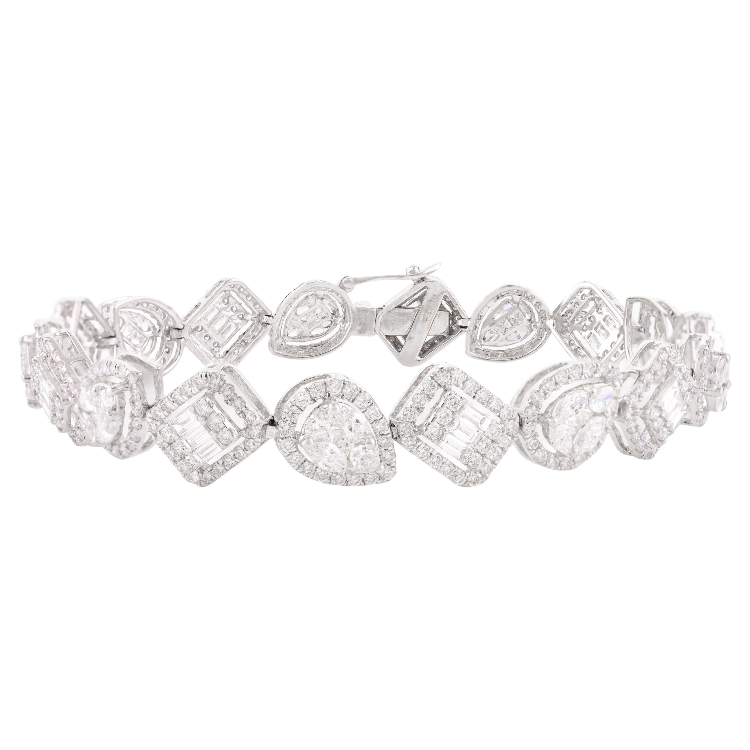 6,31 Karat feines Diamant-Cluster-Tennisarmband mit Diamanten für Verlobungsring aus 18 Karat Weißgold