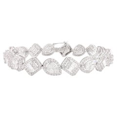 6,31 Karat feines Diamant-Cluster-Tennisarmband mit Diamanten für Verlobungsring aus 18 Karat Weißgold